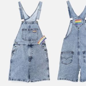 Levis Pride Liberation Rainbow Denim Overall Shorts Shortalls Adult Oversize New